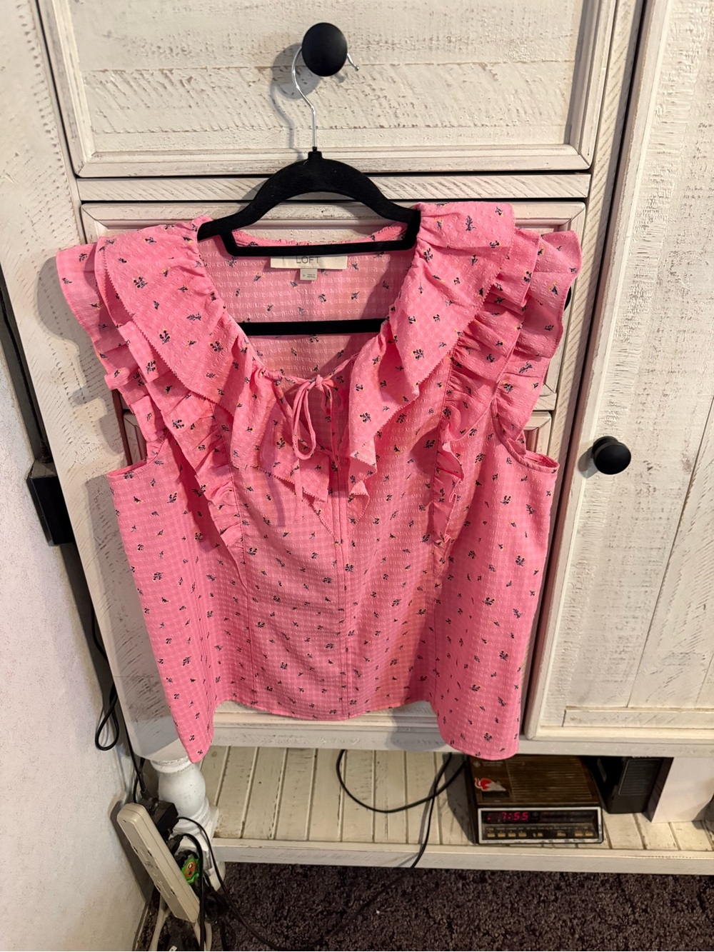 LOFT Pink Ruffle Tie-Front Camisole